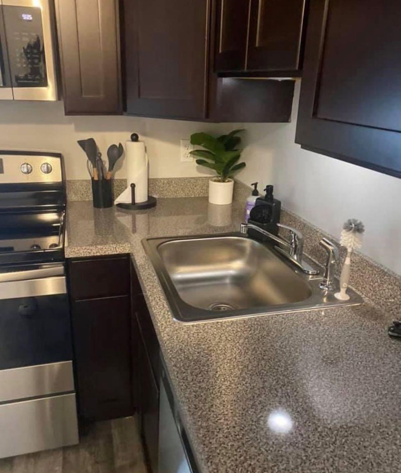 Pristine kitchen sink and countertop